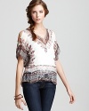 Vintage Havana Top - Tribal Printed Chiffon V Neck