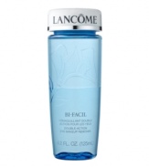 Double-phase, fresh-as-water liquid eye makeup remover. Activates when shaken to gently whisk away even waterproof eye makeup, while conditioning and refreshing the skin. Ideal for sensitive skin and contact lens wearers. Leaves eyes feeling cool and relaxed, with no oily residue. Ophthalmologist-tested for safety.