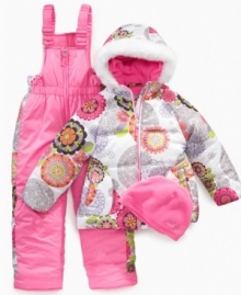 This floral coat and snowsuit set from Hawke & Co will keep her warm even on the bunny slopes.