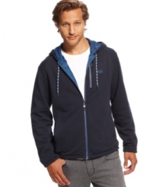 Back-to-back style. This reversible hoodie from Hugo Boss will have you changing your look with confidence.