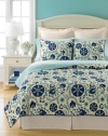 Underneath an array of comforting blue tones, this Suri Flowers standard sham features an ultra-soft quilted damask pattern. A thin border of blue piping frames the design for a clean finish.