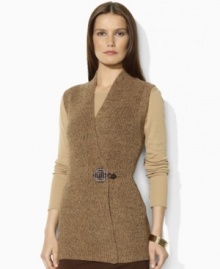 Lauren by Ralph Lauren's classic wrap vest is knit from plush combed cotton yarns with a luxe braided toggle for a heritage flourish.