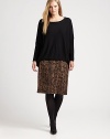 Craving wild style? Turn to this sleek animal-print skirt with classic waist darts for an exquisite fit. Waist dartsAllover printConcealed back zipperFully linedAbout 25 longWoolDry cleanImported of Italian fabric