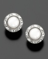 Versatile glass pearl (4 mm) earrings from Lauren Ralph Lauren with pretty cubic zirconia are perfect for work or play.