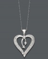 Give the gift of love. Perfect for any time of year, this intricate heart pendant shines with the addition of round and baguette-cut diamonds (1/5 ct. t.w.). Setting and chain crafted in 14k white gold. Approximate length: 18 inches. Approximate drop: 3/4 inch.