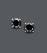 Precision style in a bold, new color! Diamonds take an edgy turn in this statement-making shade. Round-cut black diamonds (5 ct. t.w.) stand out against a polished, 14k white gold post setting. Approximate diameter: 7-3/4 to 8-1/10 mm.