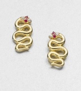 EXCLUSIVELY AT SAKS.COM From the Meadowlark Collection. A whimsical design with brilliant white sapphires and rich rubies set in 18k gold plated sterling silver. White sapphire and ruby18k goldplated sterling silverSize, about .414k gold post backImported 