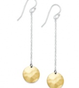 Contemporary and chic. Studio Silver's drop earrings transition perfectly from day to evening. Set in sterling silver with 18k gold over sterling silver discs. Approximate drop: 2 inches.