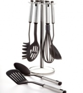 You deserve a hand... or 7! Equip your kitchen for easy prep with essential tools for conquering every recipe that comes your way. From slotted turner to pasta fork, this set includes the versatile basics and brings order & ease to your countertop, too, with the included stand. Lifetime warranty.