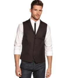 Feeling fine-update your out-on-the-town look with this handsome textured vest from Alfani RED.