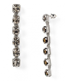 Walk a glamorous line with ABS by Allen Schwartz's linear rhinestone earrings. The grey baubles compliment LBDs and bright dresses with cool shimmer.