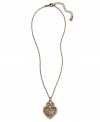 To the letter. Monet's lovely pendant necklace features the initial J. Crafted in gold tone mixed metal, it's adorned with sparkling crystal accents. Item comes packaged in a gift box. Approximate length: 16 inches + 2-inch extender. Approximate drop: 1-1/2 inches.