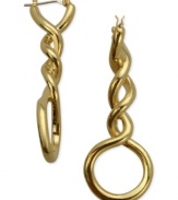 A stylish spin. T Tahari's pair of linear drop earrings from its Essentials Collection is crafted from gold-tone mixed metal. Approximate drop: 1-7/8 inches.