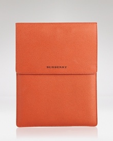 Stow fragile electronics in style with this textured leather Burberry tablet sleeve.