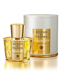 Magnolia Nobile Eau de Parfum is a creation of floral and woodsy notes combined together to celebrate the masterful gardens of Italy's most prestigious palaces and villas. The sweet and citrusy accord of the Magnolia is used throughout the fragrance accented by notes of Italian lemon, bergamot and citron, blended with delicate notes of rose, jasmine and tuberose resting of a base of rich tones of patchouli, vetiver, sandalwood and vanilla. A majestic and vibrant women's fragrance. The limited edition bottle displays the art deco inspiration of a magnolia flower, etched into the 100 mL bottle with 22K gold. The outer packaging is completely made by hand.