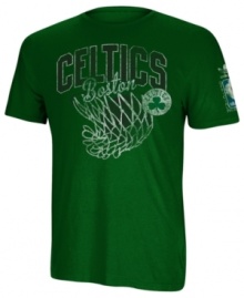 Take it to the hoop! Be a part of pumping up your favorite NBA team by showing support with this Boston Celtics graphic t-shirt from adidas.