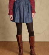 Tommy Hilfiger's chambray A-line skirt pairs perfectly with anything from crisp plaid button-front shirts to easy tees.