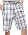 Picture perfect plaid on these Alfani shorts keeps you comfortable and ready for any candid shots that come your way.