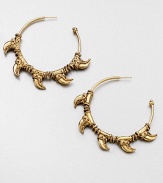 Golden hoops reflect the intricate carvings and tusk-like spikes seen in the ancient city of the Incas.GoldplatedPost backMade in France