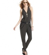 An exposed zipper and draped details add edge to this MICHAEL Michael Kors jumpsuit -- pair it with sky-high heels for a downtown-chic look!