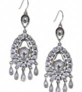 Eclectic elegance. Lucky Brand's chandelier earrings are crafted from silver-tone mixed metal with simulated quartz accents for a glamorous touch. Approximate drop: 2-3/4 inches.