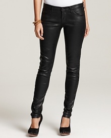 Get the luxe look of supple leather with these AG Adriano Goldschmied coated pants, articulated in a super-skinny cut.