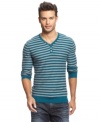 No need to bulk up - this lightweight striped sweater with button placket from INC International Concepts won't weigh down your weekend style.