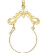 Keep all your favorite charms in place. This polished charm holder features a decorative ribbon design in 14k gold. Chain not included. Approximate length: 1-3/5 inches. Approximate width: 1-1/10 inches.