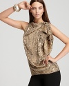 VINCE CAMUTO Snake Print Ruffle Blouse