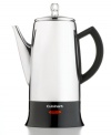 Classic coffee, brewed the right way. Cuisinart's stainless steel percolator makes 4 to 12 cups of piping hot coffee, circulating hot water thoroughly through the grounds then bubbling to the top for a bold, flavorful brew. Three-year limited warranty. Model PRC-1.