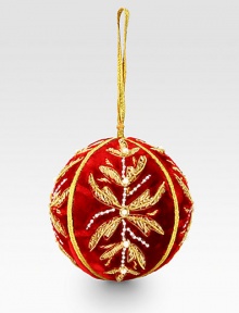 EXCLUSIVELY AT SAKS.COM. A beautiful handcrafted velvet ornament with elaborate beading, from the renowned designer Sudha Pennathur. HandcraftedMetallic woven loopVelvet base with beads and faux pearls4 diam.Imported