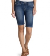 Warm weather-ify your closet of trusty blues with a pair of slim fit bermuda shorts from Levi's!