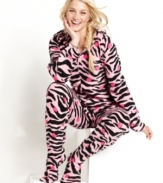 The cutest and cuddliest pajamas you'll ever see! Zip up in these fleece pajamas with feet, pull up the hood and settle in for a long winter. By Jenni.