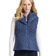 THE LOOKQuilted braided detail, front and backLayered shawl collarConcealed snap closureSmocked waistDual zip pocketsTHE FITAbout 22 from shoulder to hemTHE MATERIALPolyesterFill: 80% down/20% featherFully linedCARE & ORIGINDry cleanImportedModel shown is 5'10 (177cm) wearing US size 4. 