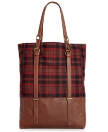 Perfectly plaid, this go-everywhere carryall from American Rag is ideal for stowing everything from office files to flea market finds. Discrete buckle accents and signature charm add a touch of discerning detail.