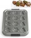 Handy for the holidays-this cookie mold sheet makes it easy to wow friends, family & neighbors with good-looking, great-tasting sweets. With imprinted snowflake, gingerbread and tree designs, this sheet dishes out cookies that are fun to decorate and great to give as a cheery gift. 1-year warranty.