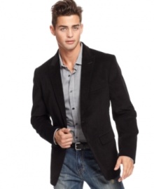 Among the many advantages of this sports jacket from American Rag: Its sporty two-button silhouette, its soft corduroy construction, and the casual cool it adds to any outfit from blue jeans to work clothes.