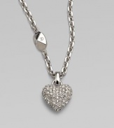 Be brilliant in this dazzling crystal encrusted heart pendant on a logo accented link chain. Palladium platedCrystalsLength, about 14Pendant size, about ½Spring ring closureMade in Italy