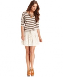 In winter white, this Kensie lace skirt is oh-so sweet over tights and boots!