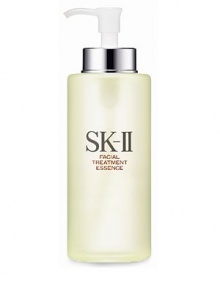 The heart of the SK-II ritual, an essential step for every skin at every age. Facial treatment essence contains 90% pure Pitera. Just a few miraculous drops of Pitera boosts skins moisture level instantly and maintain skins surface renewal for a more beautiful glowing complexion. Absorbs quickly into the skin, replenishes skins moisture, helps smooth skin's surface texture and helps make skin tone brighter. 11.2 oz.