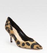 Leopard-print canvas in a timeless point toe silhouette will infuse your ensemble with animal magnetism. Self-covered heel, 3 (75mm)Leopard-print canvas upperLeather lining and solePadded insoleMade in ItalyOUR FIT MODEL RECOMMENDS ordering one half size up as this style runs small. 