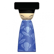 Salt, pepper and spice grinder in thermoplastic resin hand-decorated, blue.