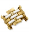 Jessica Simpson stacks up the style with this goldtone and white bracelet in mixed metal. Approximate length: 8 inches.