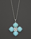 Faceted white sapphire and turquoise pendant set in sterling silver. By Elizabeth Showers.