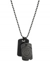 Identify yourself as a style-maker. Fossil's double dog tag pendant is crafted from hematite-tone stainless steel, enhancing the bold look. Approximate length: 16 inches + 2-inch extender.