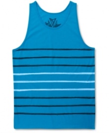 Follow a straight line of easy-to-wear style with this striped tank from Univibe.