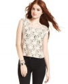 Sweet in its simplicity, this lace top from American Rag adds feminine charm to your day or night look.