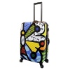 For the art enthusiast, and someone who appreciates the bold patterns and colors that are trademarks of Romero Britto's artwork. This is a must have luggage set for the trendy traveler. This light weight, hard-side collection is durable, and splashed with world renowned pop artist Romero Britto's trendy patterns.