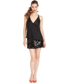 Sequins add high-shine to this RACHEL Rachel Roy mini skirt for a glam, going-out look!