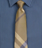 The iconic check pattern is impeccably woven in Italian silk.About 3 wideSilkDry cleanMade in Italy